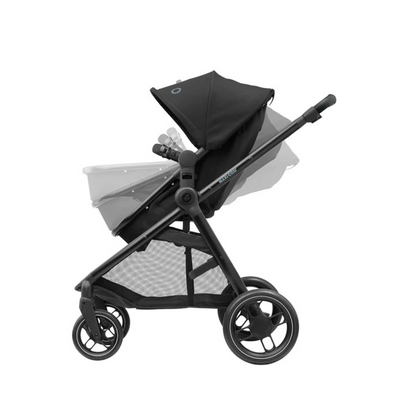 Travel System Coche Zelia 3 + Silla Nido Pebble 360 + Base FamilyFix 360 - Essential Black | Maxi Cosi