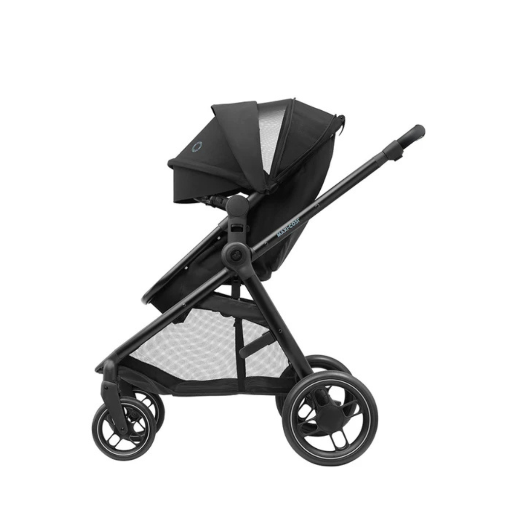 Travel System Coche Zelia 3 + Silla Nido Pebble 360 + Base FamilyFix 360 - Essential Black | Maxi Cosi