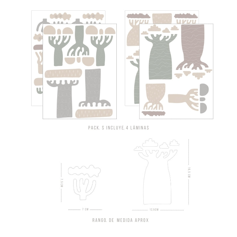 Decorative Wall Stickers - Baobab Four-color