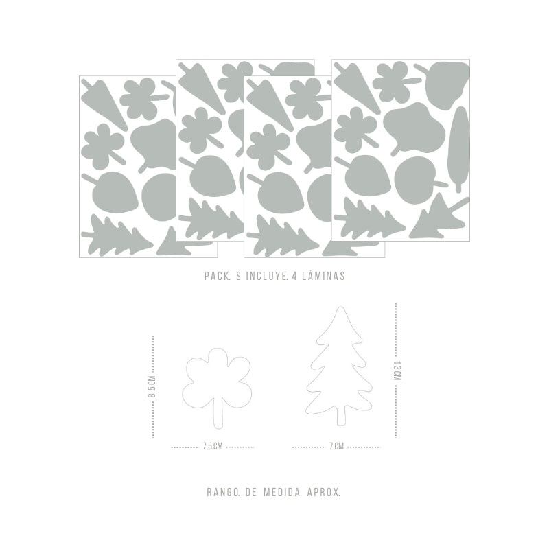 Stickers Decorativos Para Muros - Coniferas Gris Aquamarina