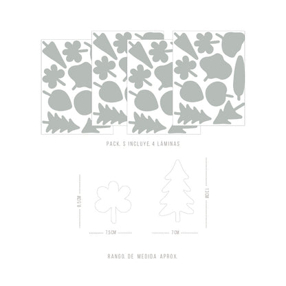 Decorative Wall Stickers - Aquamarine Grey Conifers