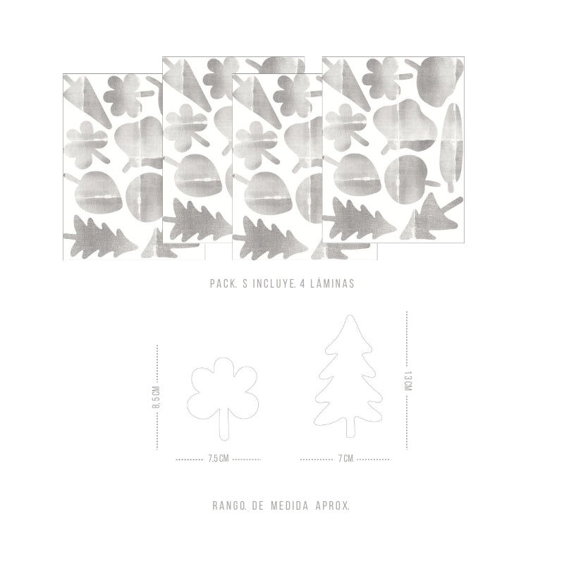 Stickers Decorativos Para Muros - Coniferas Gris