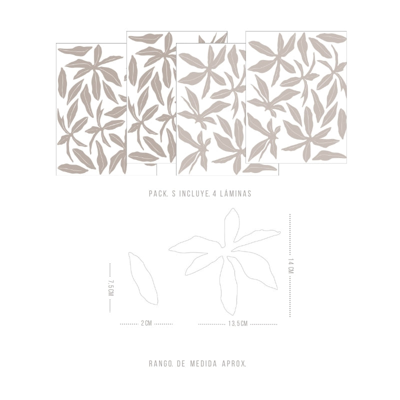 Stickers Decorativos Para Muros - Flor Silueta Taupe