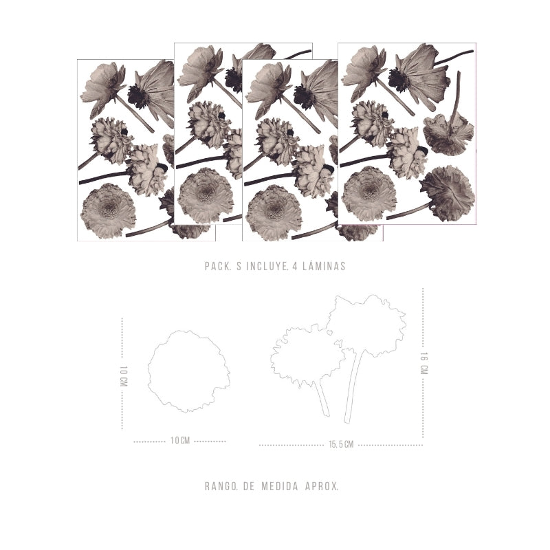 Decorative Wall Stickers - Sepia Peonies