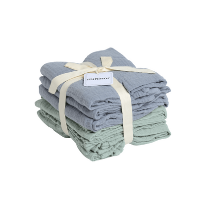 Tutos de Muselina Orgánica - 6 Unidades - Gris y Verde | Mininor