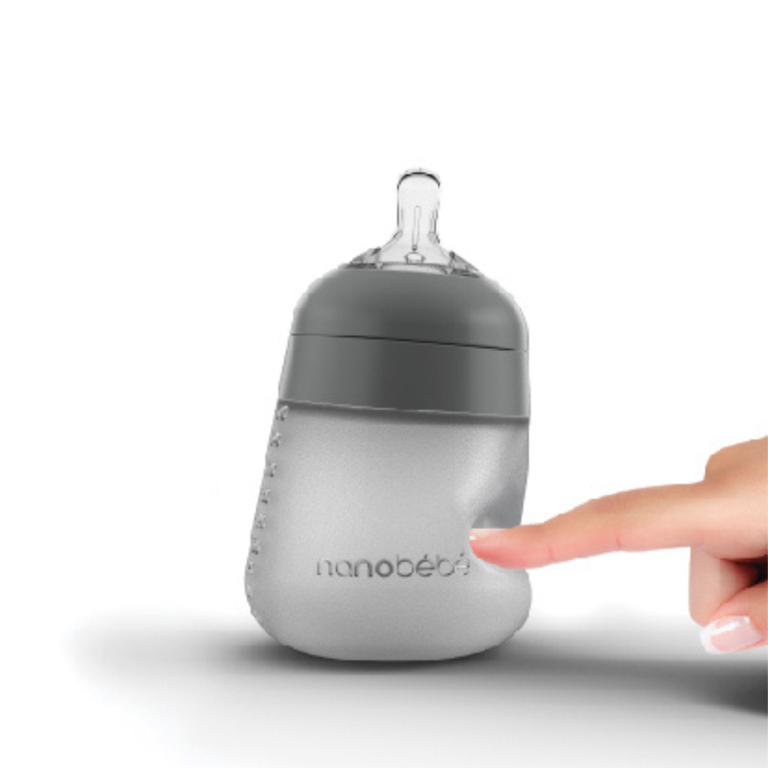 Pack of 2 Silicone Baby Bottles 270 ml - Grey