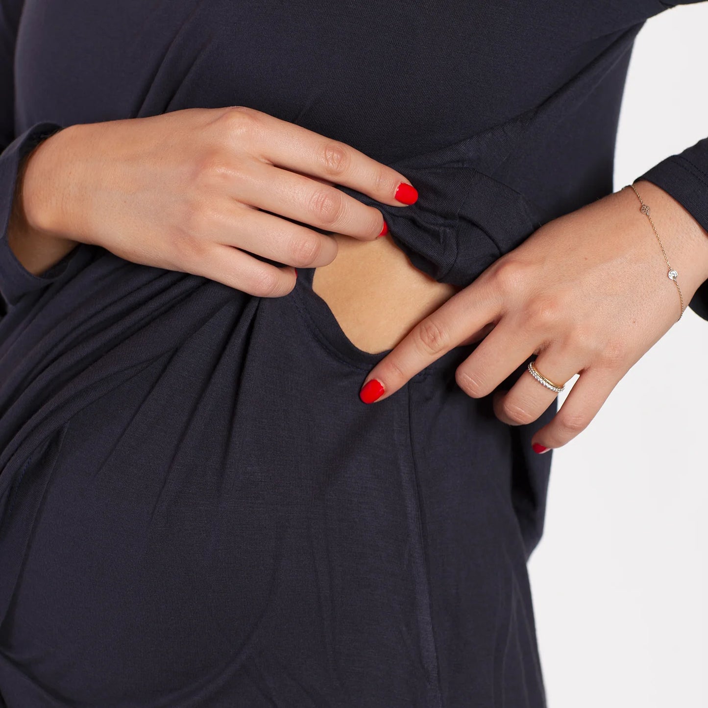 Pijama Maternal para Embarazo y Lactancia de Algodón Pima - Estrellas Azules