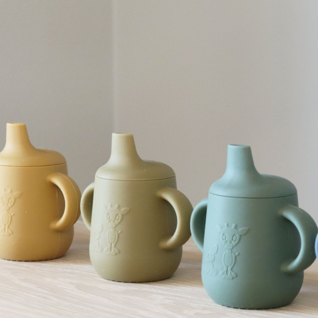 Vaso de Silicona con Tapa Antiderrame Aiko - Rosa Madera | Nuuroo