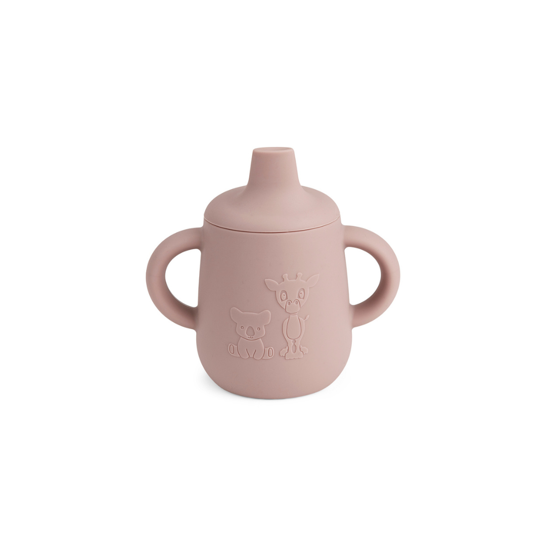 Vaso de Silicona con Tapa Antiderrame Aiko - Rosa Madera | Nuuroo