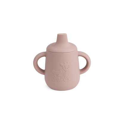 Vaso de Silicona con Tapa Antiderrame Aiko - Rosa Madera | Nuuroo