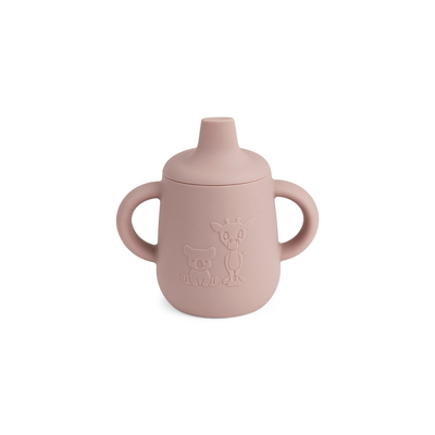 Vaso de Silicona con Tapa Antiderrame Aiko - Rosa Madera | Nuuroo