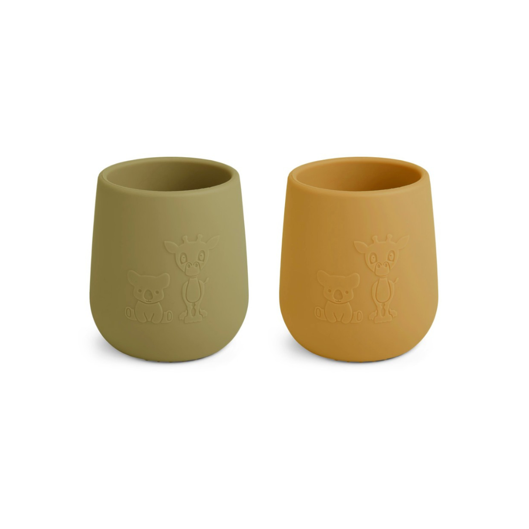 Pack 2 Vasos de Silicona Abel - Verde Oliva / Amarillo Empolvado | Nuuroo