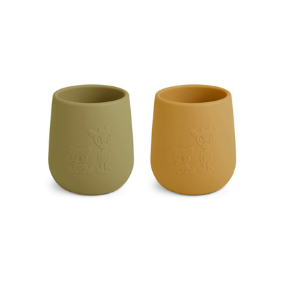 Pack 2 Vasos de Silicona Abel - Verde Oliva / Amarillo Empolvado | Nuuroo