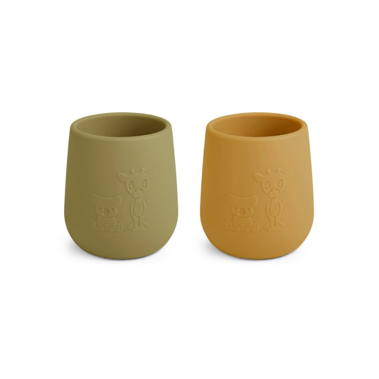 Pack 2 Vasos de Silicona Abel - Verde Oliva / Amarillo Empolvado | Nuuroo