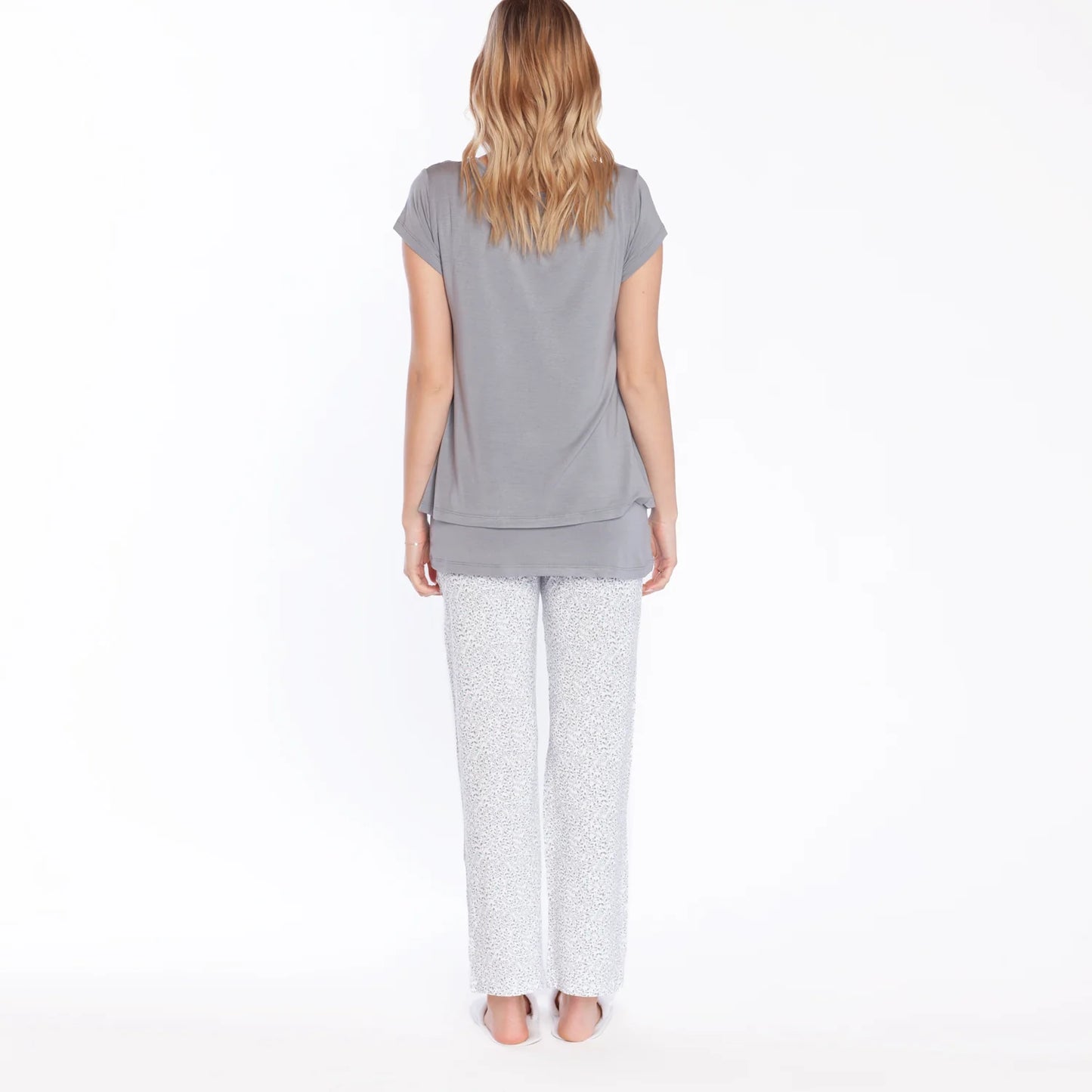 Maternity Pajamas for Pregnancy and Nursing in Pima Cotton - Grey Twigs