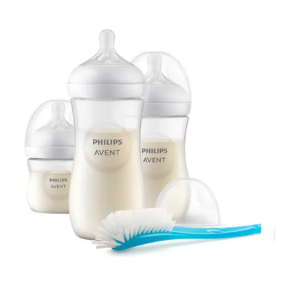 Set Triple Mamaderas Natural Response con Cepillo - Traslúcido | Philips Avent