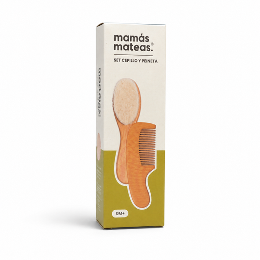 Set Cepillo y Peineta de Madera de Haya y Cerdas Naturales | Mamás Mateas