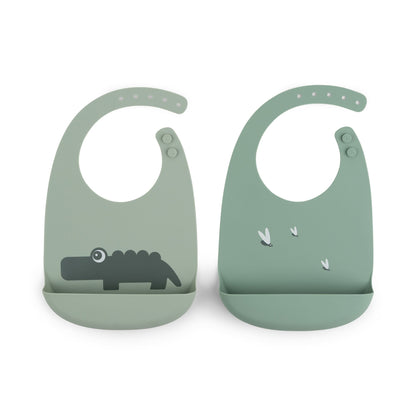 Set de 2 Baberos de Silicona Croco - Verde