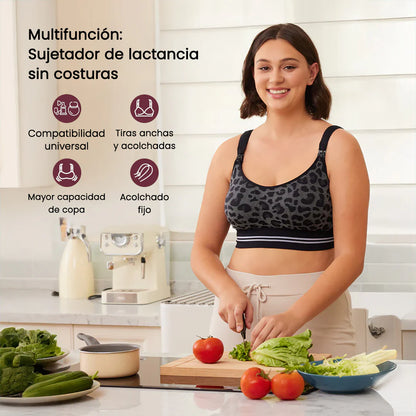 Sostén de Lactancia 4 en 1 - Leopardo Negro | MomCozy