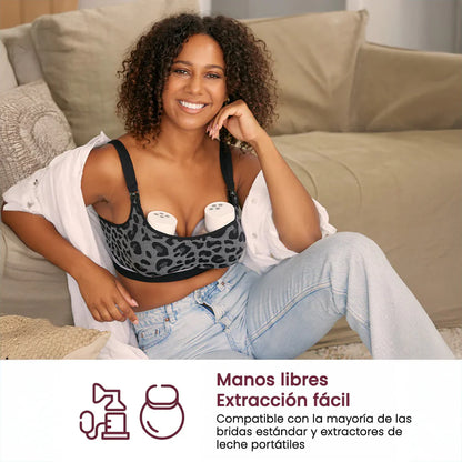 Sostén de Lactancia 4 en 1 - Leopardo Negro | MomCozy