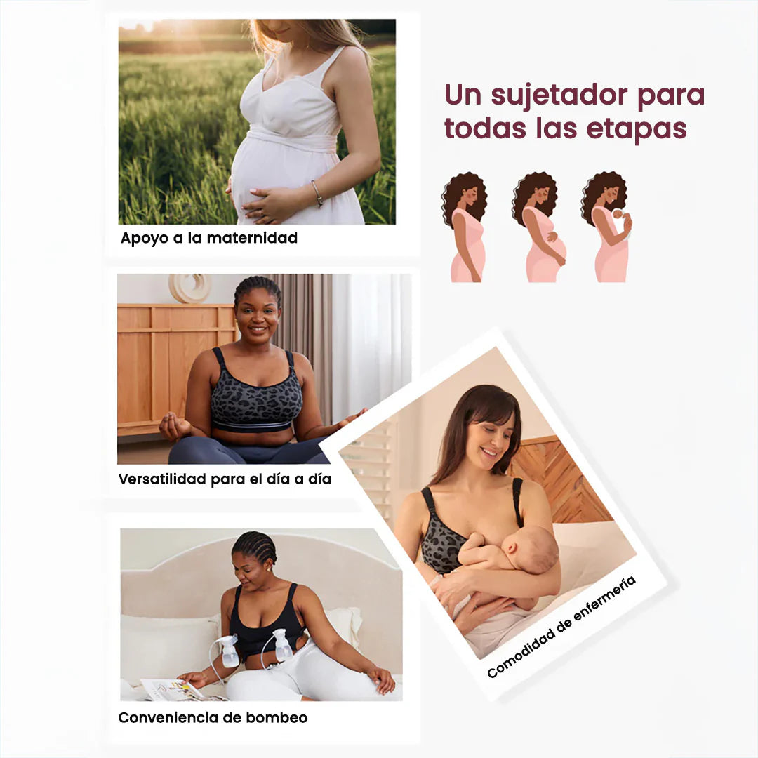 Sostén de Lactancia 4 en 1 - Leopardo Negro | MomCozy