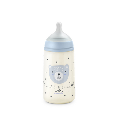 Mamadera de Silicona Flujo Medio con Tetina Fisiológica Wild - Azul - 270ml | Suavinex