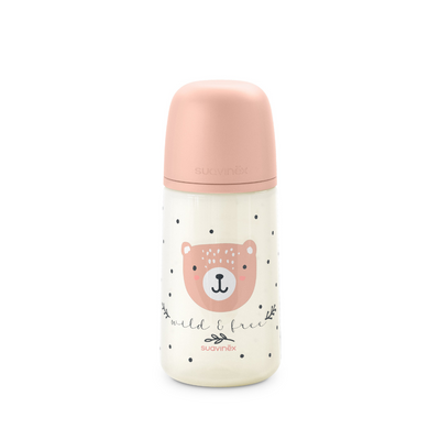 Mamadera de Silicona Flujo Medio con Tetina Fisiológica Wild - Rosa - 270ml | Suavinex