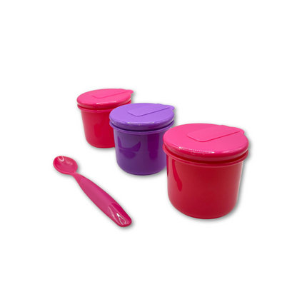 Pack de 3 Pocillos con Cuchara - Rosa | The Baby Nation