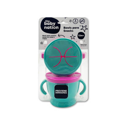 Pack de 2 Bowls para Snacks - Rosa y Verde | The Baby Nation