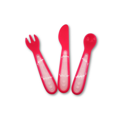Primer Set de Cubiertos Plásticos - Rosa | The Baby Nation