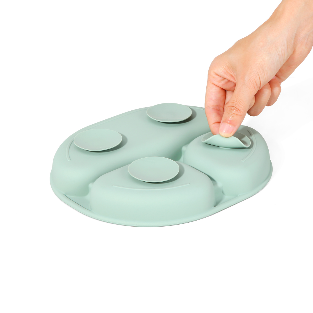 Plato de Silicona con Succión y Divisiones - Azul | The Baby Nation