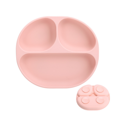 Plato de Silicona con Succión y Divisiones - Rosa | The Baby Nation
