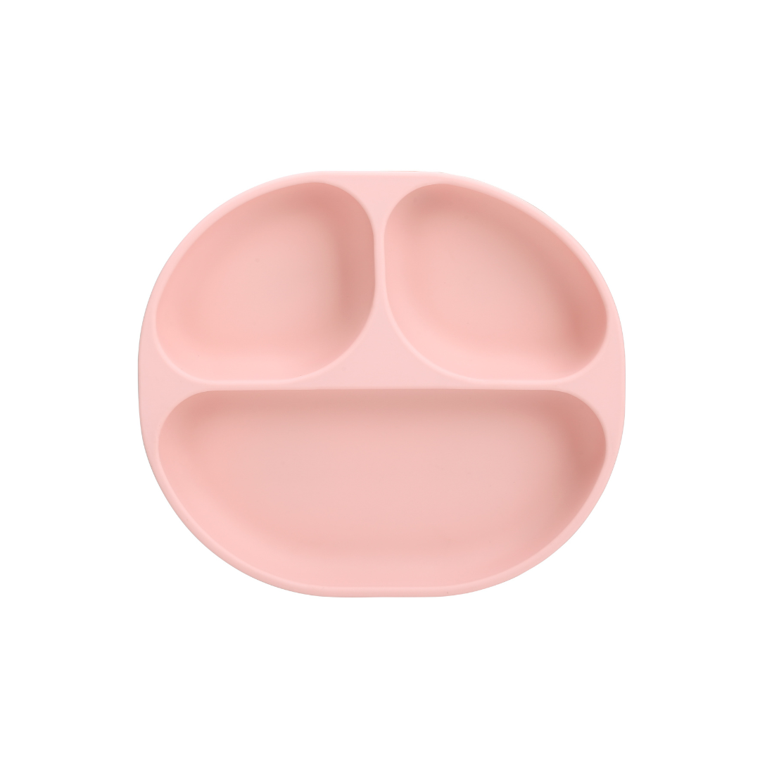 Plato de Silicona con Succión y Divisiones - Rosa | The Baby Nation