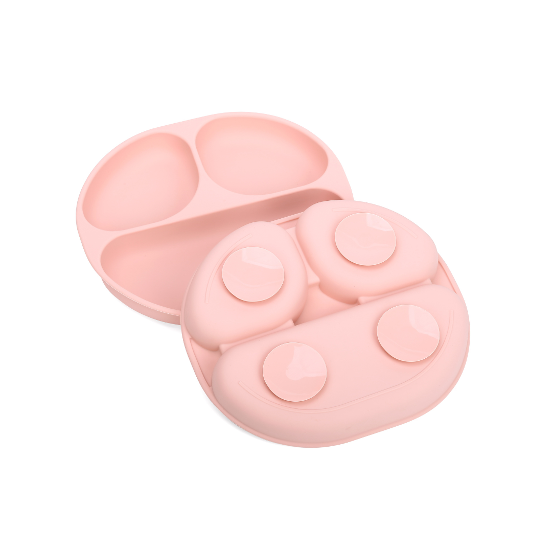 Plato de Silicona con Succión y Divisiones - Rosa | The Baby Nation