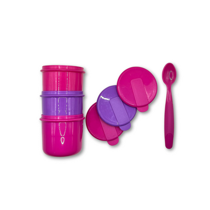 Pack de 3 Pocillos con Cuchara - Rosa | The Baby Nation