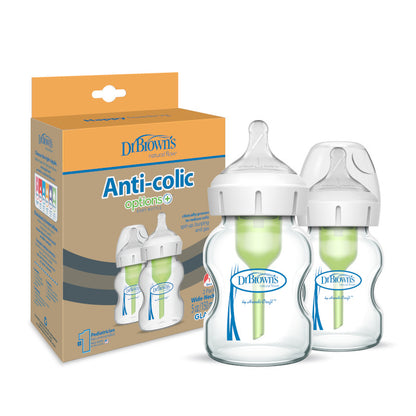 Pack de 2 Mamaderas de Vidrio Anticólicos Boca Ancha - 150ml