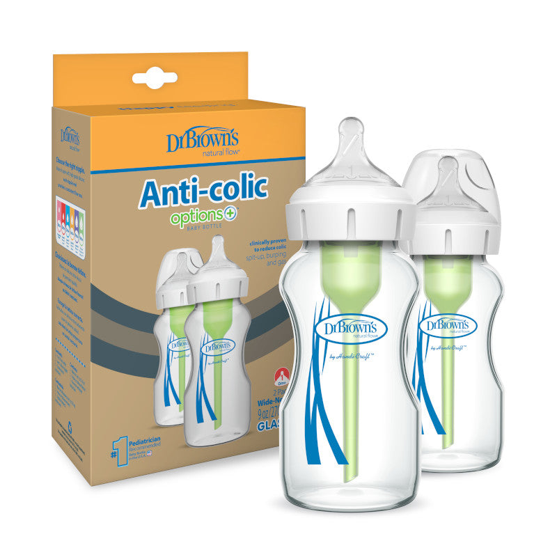 Pack de 2 Mamaderas de Vidrio Anticólicos Boca Ancha - 270ml