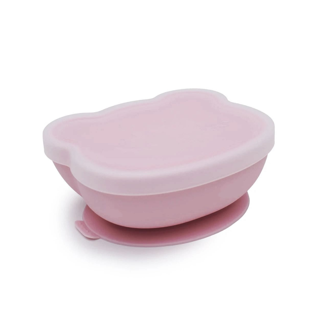 Old Pink Bear Bowl with Suction Cup and Lid 