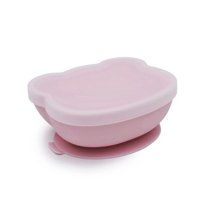 Old Pink Bear Bowl with Suction Cup and Lid 