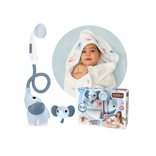 Set de Baño Ducha Elefante y Toalla - Azul | Yookidoo