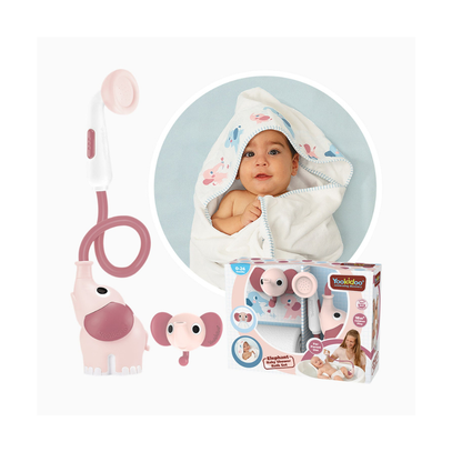 Set de Baño Ducha Elefante y Toalla - Rosa | Yookidoo