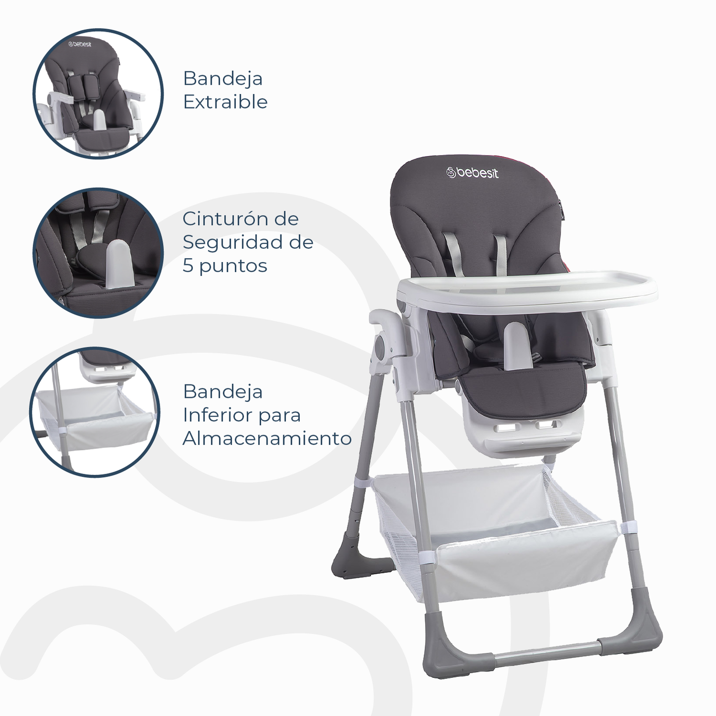 Silla de Comer Snack LX - Gris | Bebesit