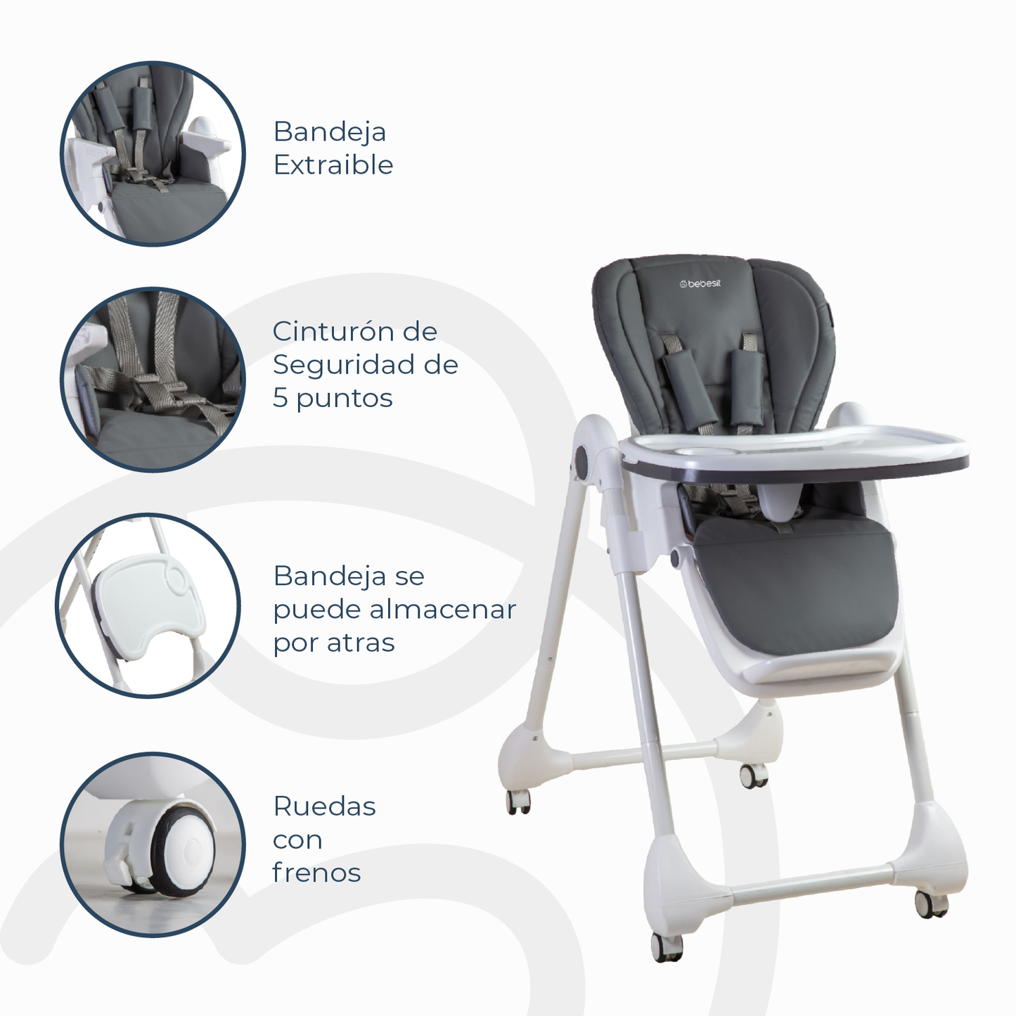 Silla de Comer EasyFeed - Gris | Bebesit