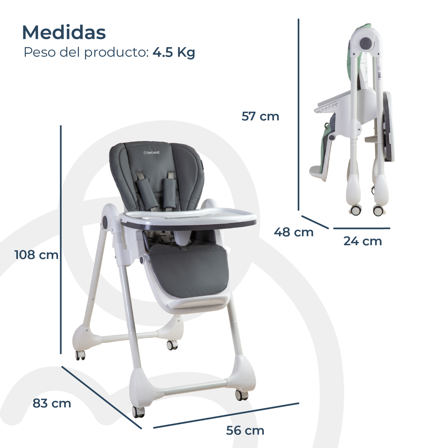 Silla de Comer EasyFeed - Gris | Bebesit