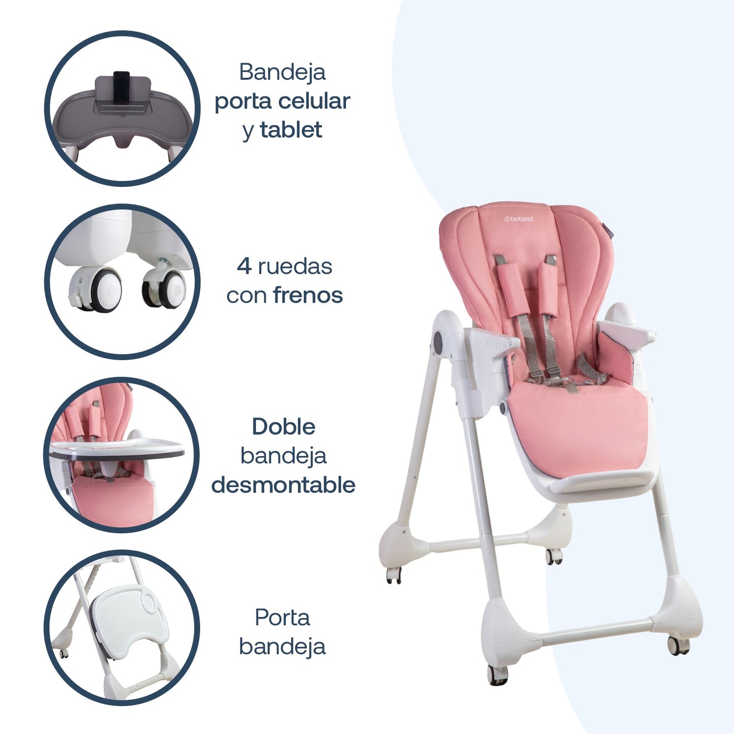 Silla de Comer EasyFeed - Rosado | Bebesit