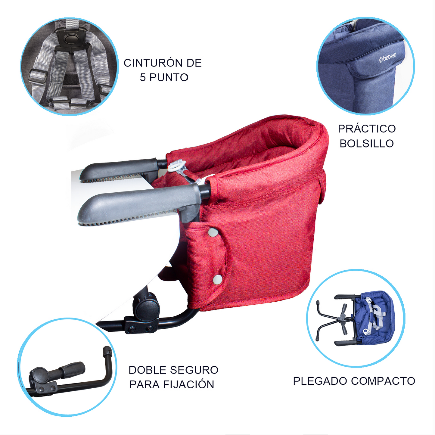 Silla de Comer Eat & Bear - Sujeción de Mesa Portable - Roja | Bebesit