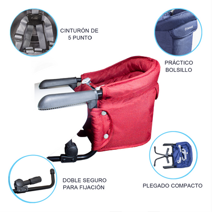 Silla de Comer Eat & Bear - Sujeción de Mesa Portable - Roja | Bebesit
