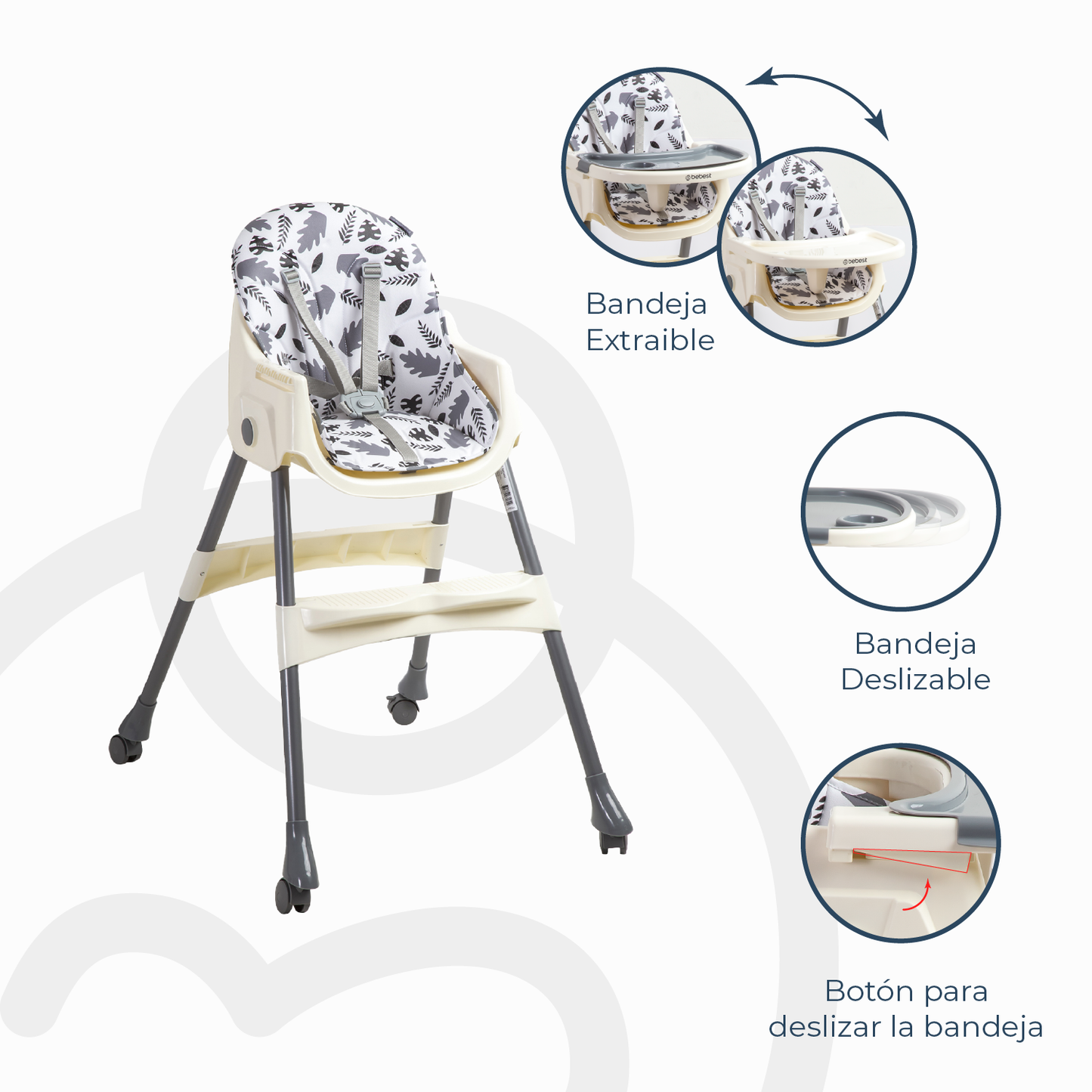 Silla de Comer Steps - Gris | Bebesit