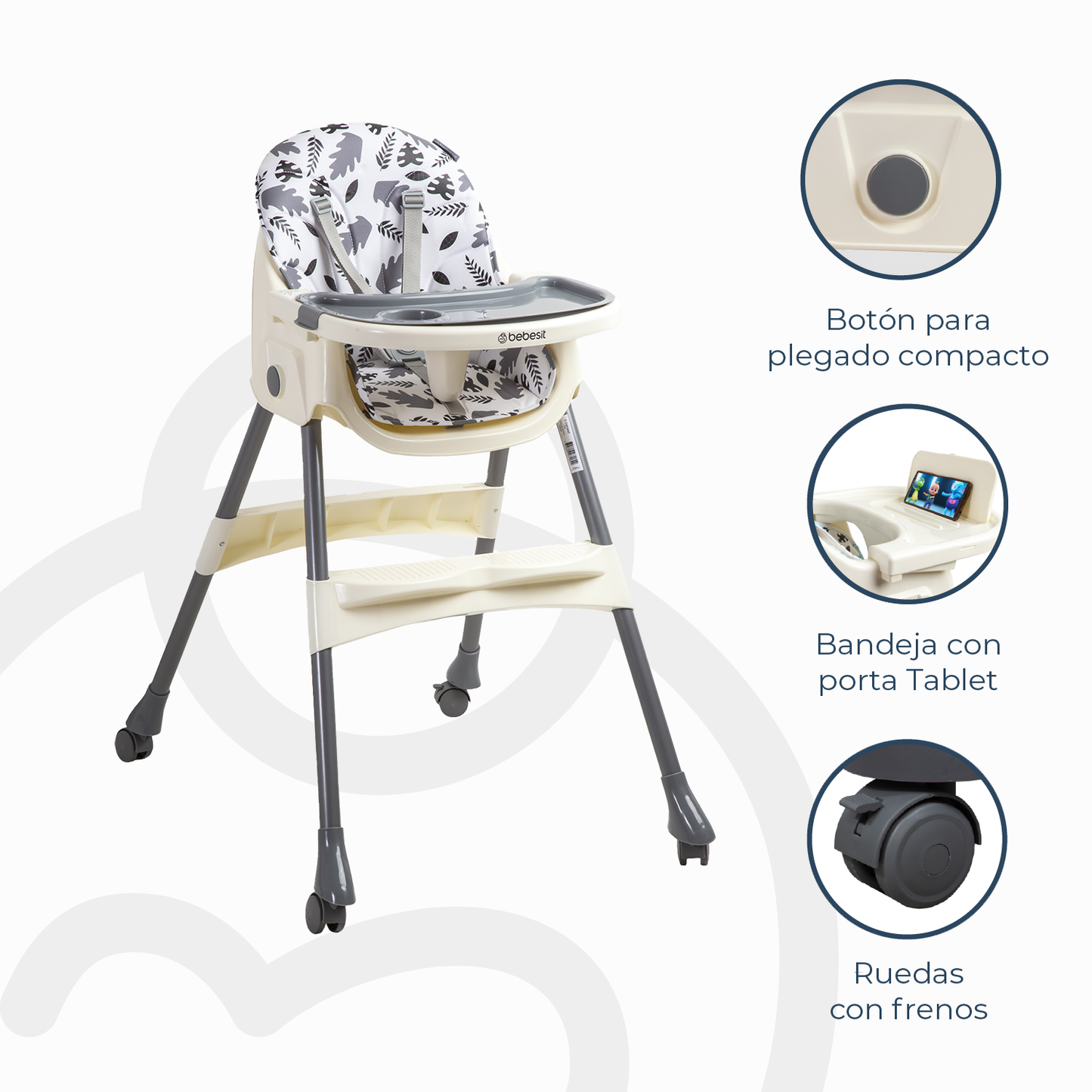 Silla de Comer Steps - Gris | Bebesit