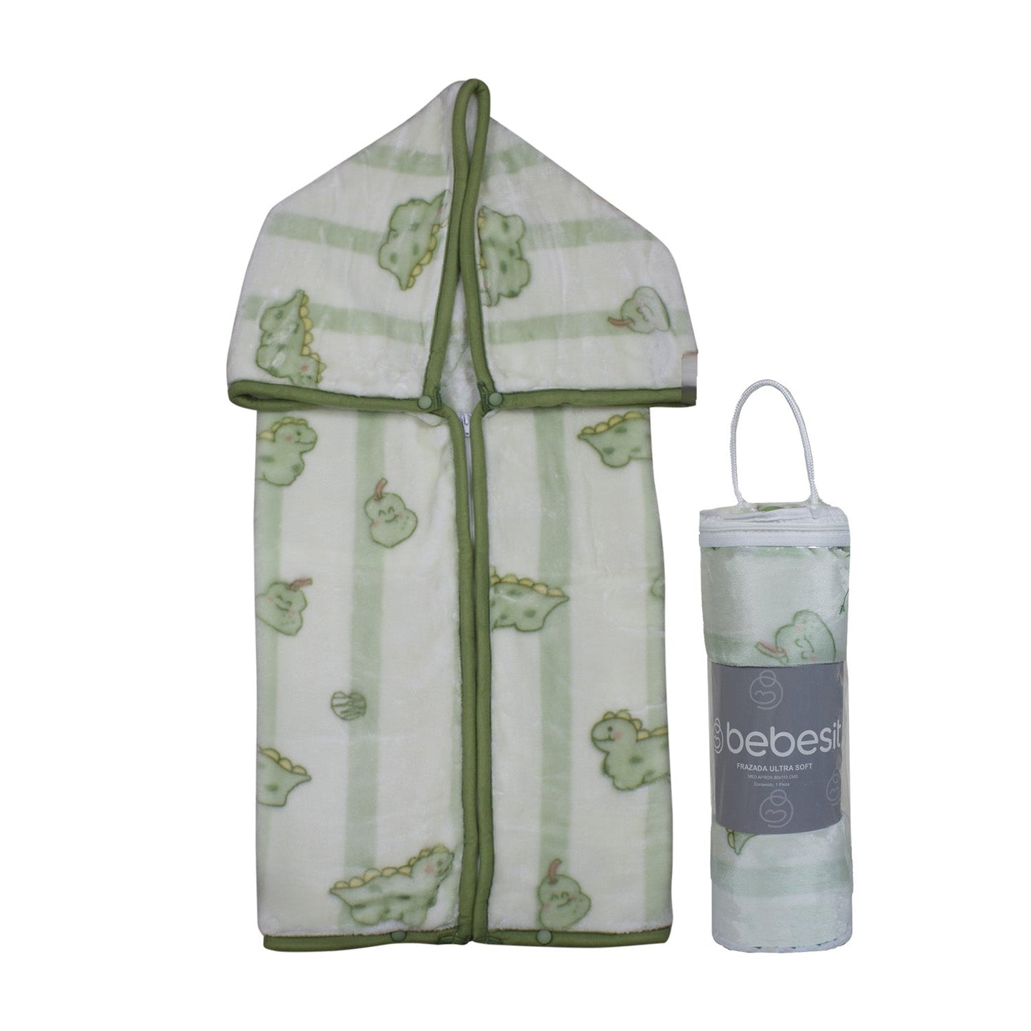 Saco con Broche Ultra Soft - Dino - Verde | Bebesit